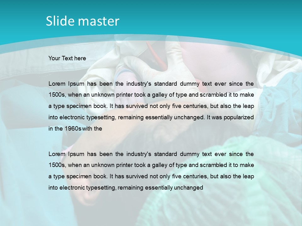 A Baby Laying In A Hospital Bed With An Adult PowerPoint Template