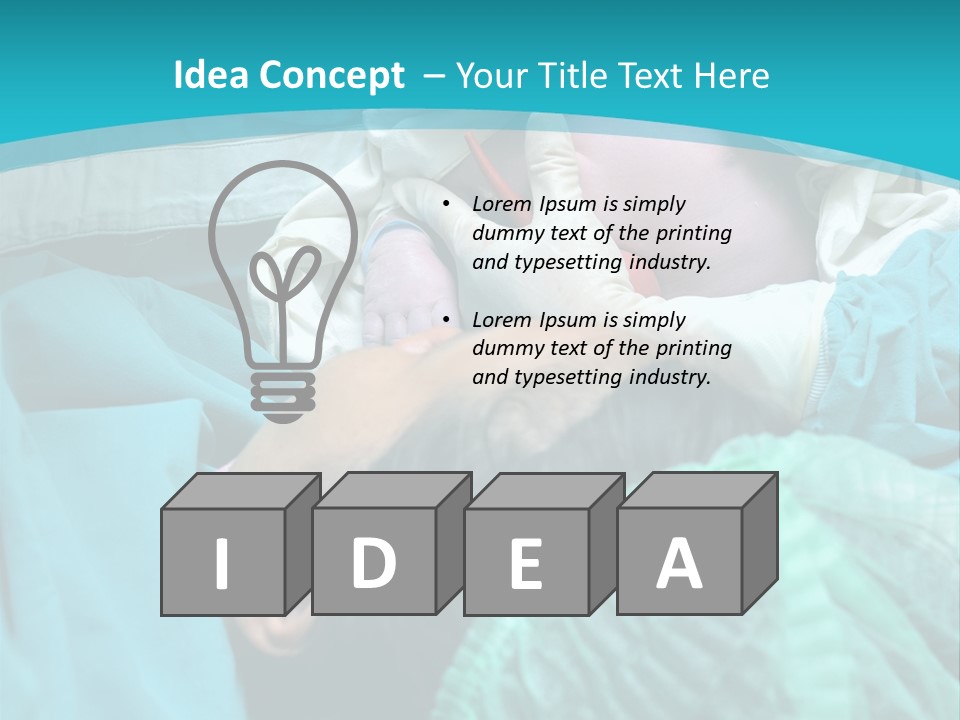 A Baby Laying In A Hospital Bed With An Adult PowerPoint Template