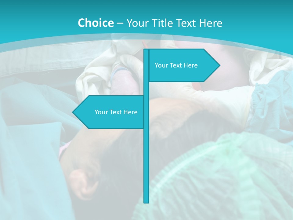 A Baby Laying In A Hospital Bed With An Adult PowerPoint Template