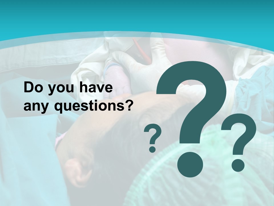 A Baby Laying In A Hospital Bed With An Adult PowerPoint Template