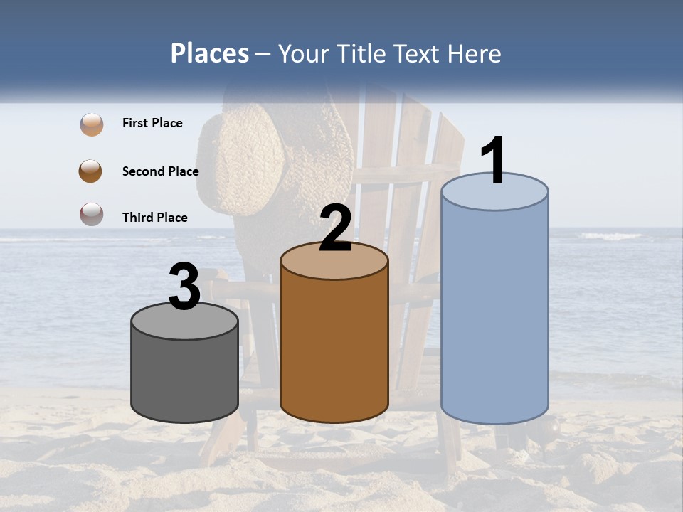 A Wooden Chair Sitting On Top Of A Sandy Beach PowerPoint Template