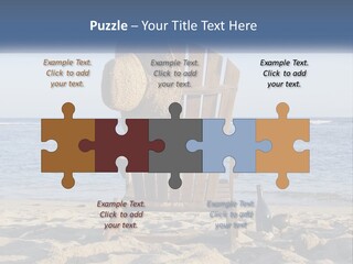 A Wooden Chair Sitting On Top Of A Sandy Beach PowerPoint Template