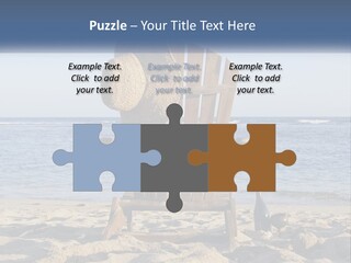 A Wooden Chair Sitting On Top Of A Sandy Beach PowerPoint Template