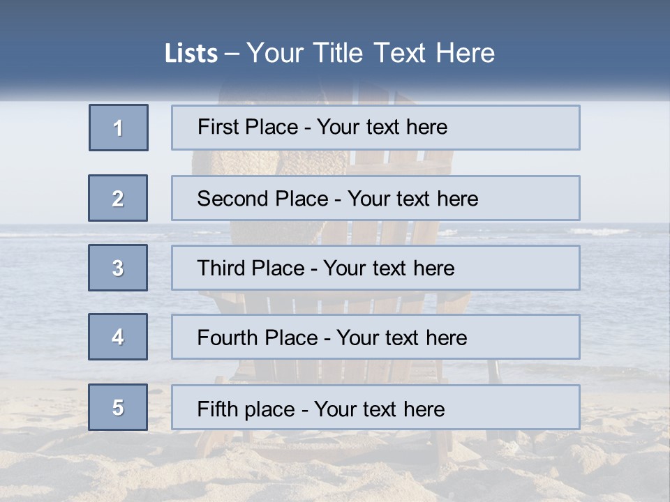 A Wooden Chair Sitting On Top Of A Sandy Beach PowerPoint Template