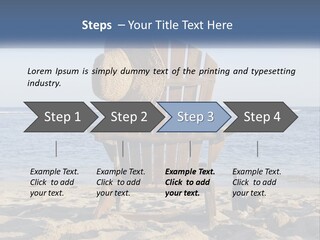 A Wooden Chair Sitting On Top Of A Sandy Beach PowerPoint Template