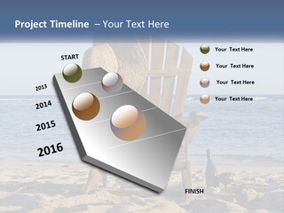 A Wooden Chair Sitting On Top Of A Sandy Beach PowerPoint Template
