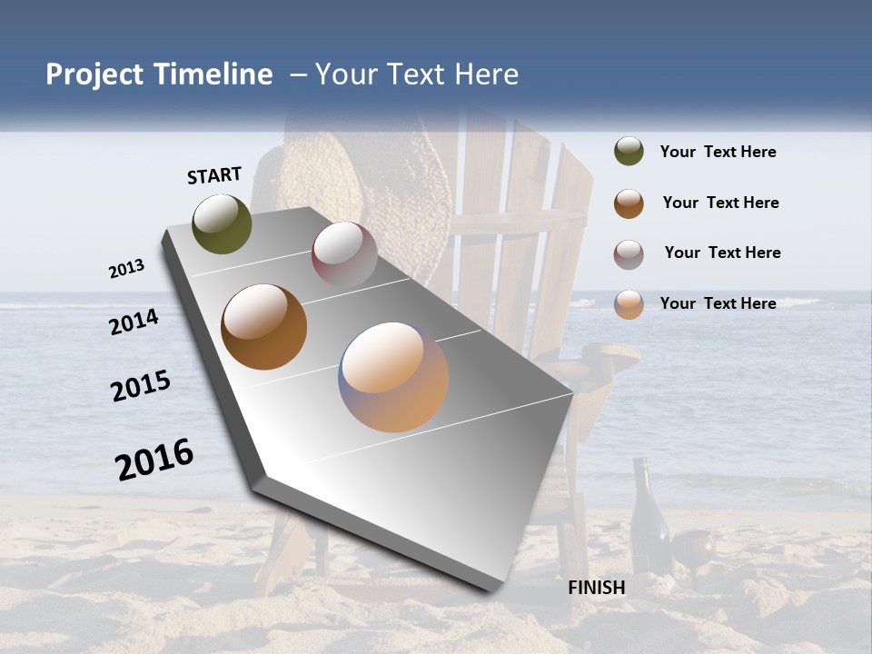 A Wooden Chair Sitting On Top Of A Sandy Beach PowerPoint Template