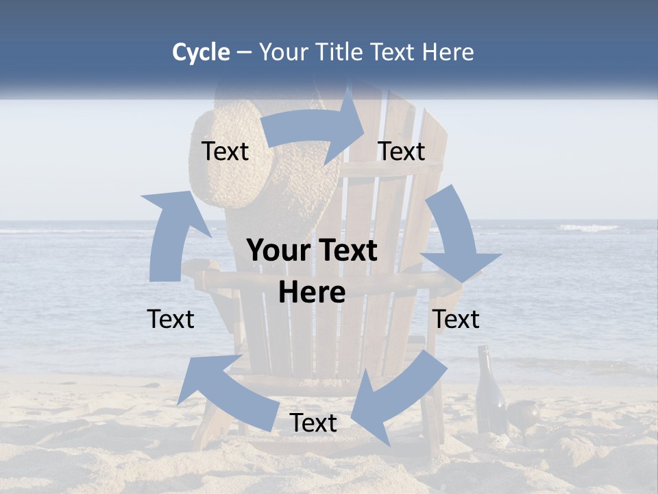 A Wooden Chair Sitting On Top Of A Sandy Beach PowerPoint Template