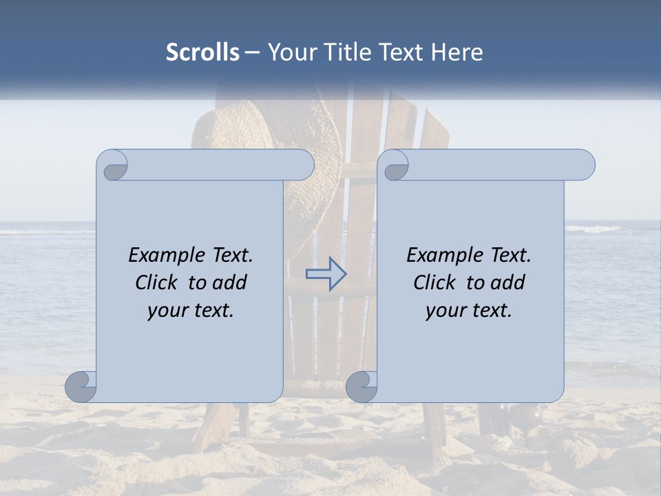 A Wooden Chair Sitting On Top Of A Sandy Beach PowerPoint Template