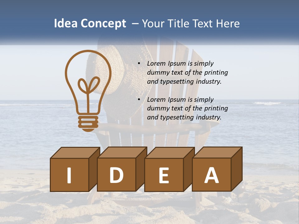 A Wooden Chair Sitting On Top Of A Sandy Beach PowerPoint Template