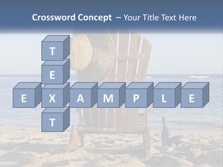 A Wooden Chair Sitting On Top Of A Sandy Beach PowerPoint Template