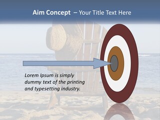A Wooden Chair Sitting On Top Of A Sandy Beach PowerPoint Template