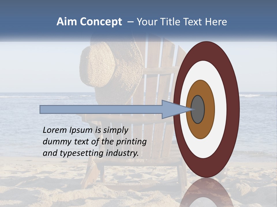 A Wooden Chair Sitting On Top Of A Sandy Beach PowerPoint Template