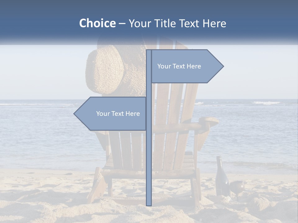 A Wooden Chair Sitting On Top Of A Sandy Beach PowerPoint Template