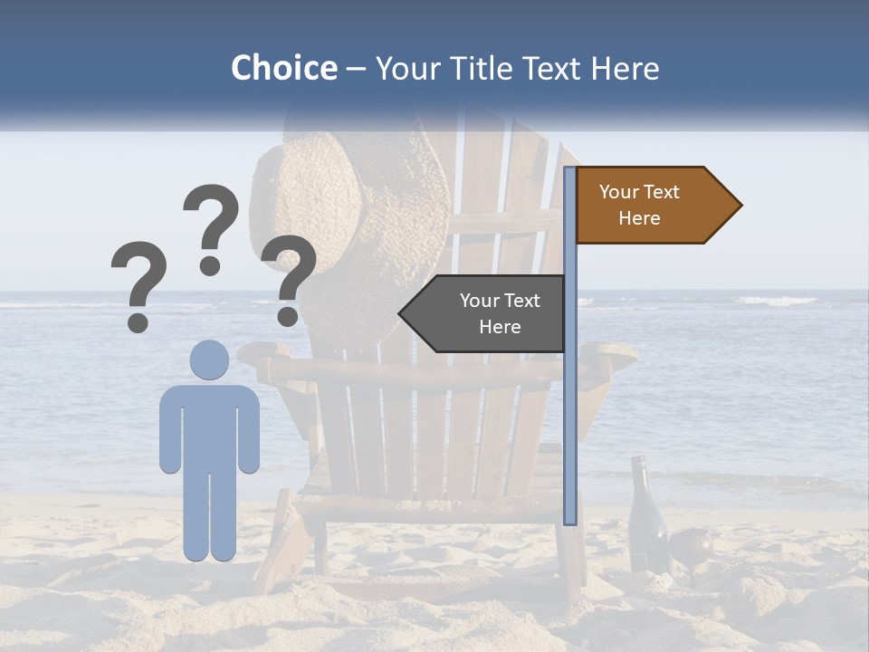 A Wooden Chair Sitting On Top Of A Sandy Beach PowerPoint Template