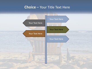 A Wooden Chair Sitting On Top Of A Sandy Beach PowerPoint Template