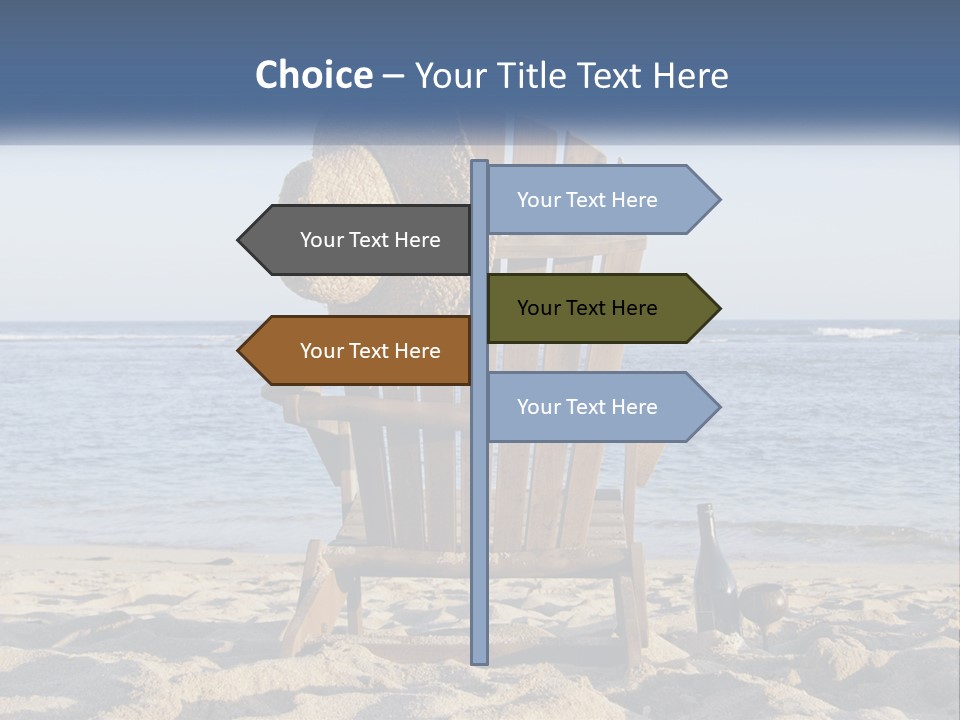 A Wooden Chair Sitting On Top Of A Sandy Beach PowerPoint Template