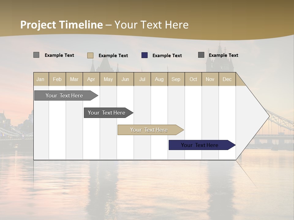A Bridge Over A Body Of Water With A Sunset In The Background PowerPoint Template
