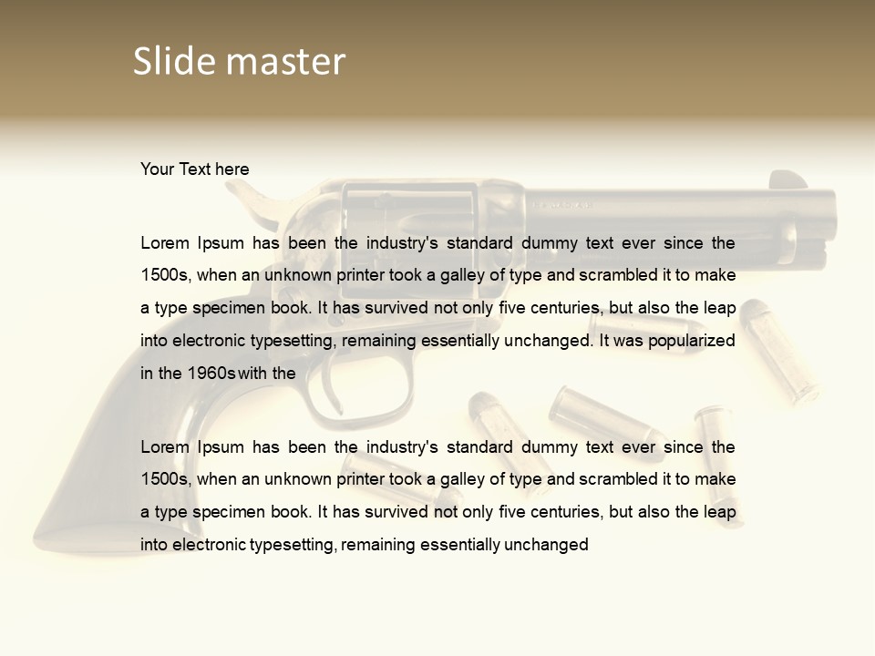 A Gun With Bullet Shells On A White Background PowerPoint Template