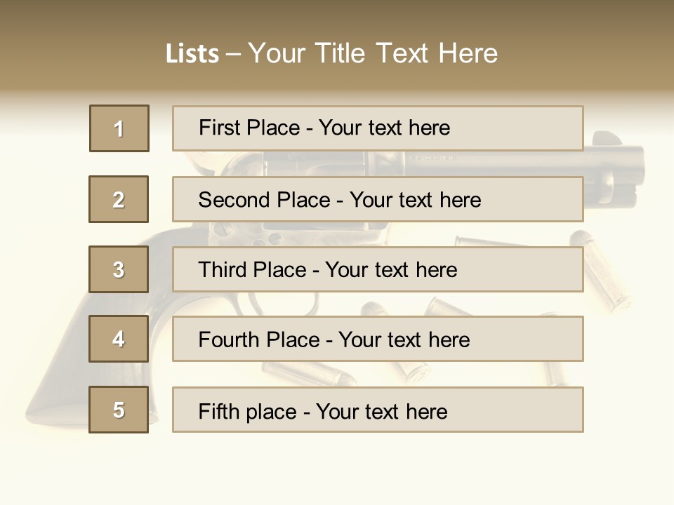 A Gun With Bullet Shells On A White Background PowerPoint Template