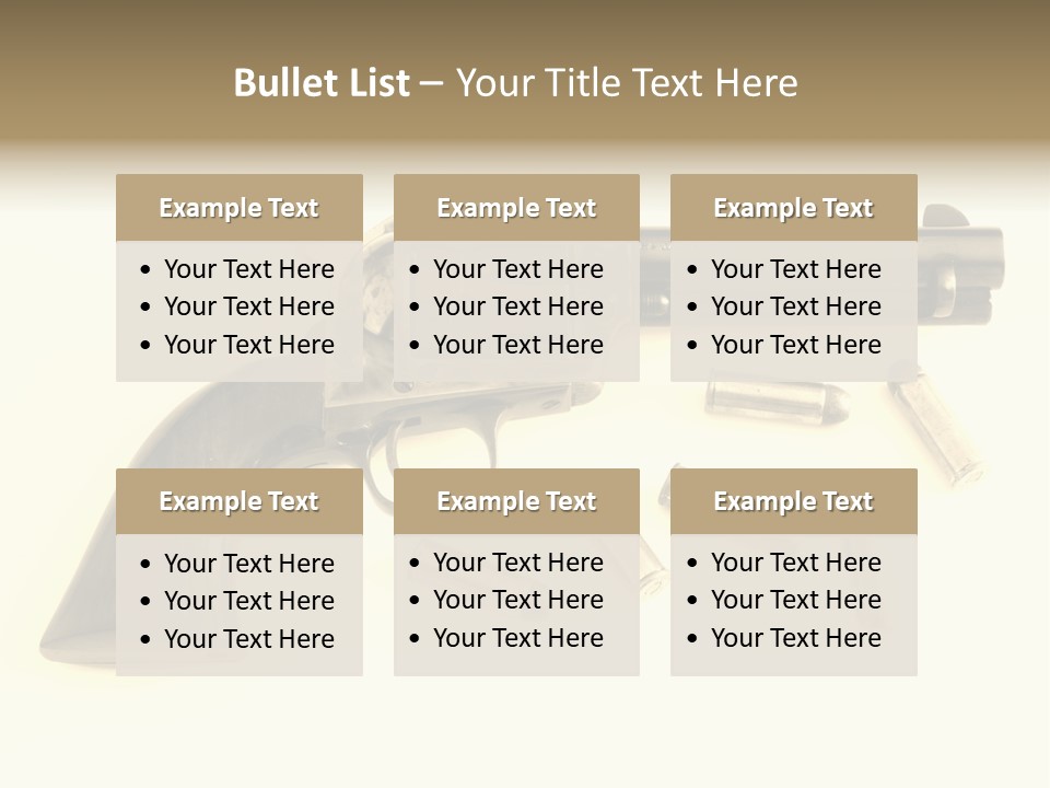 A Gun With Bullet Shells On A White Background PowerPoint Template