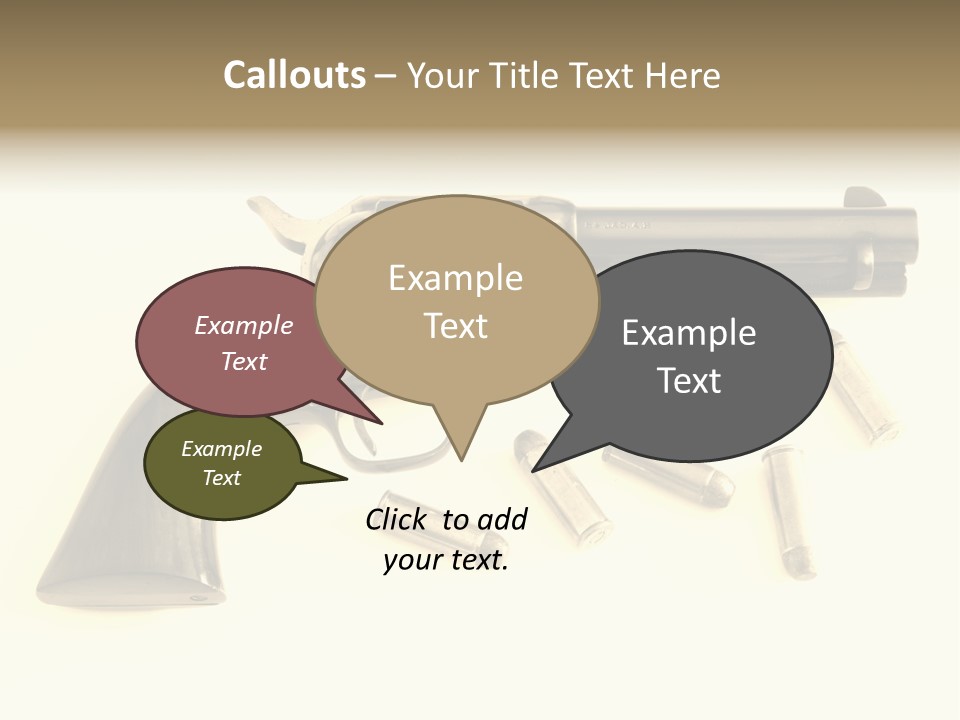 A Gun With Bullet Shells On A White Background PowerPoint Template