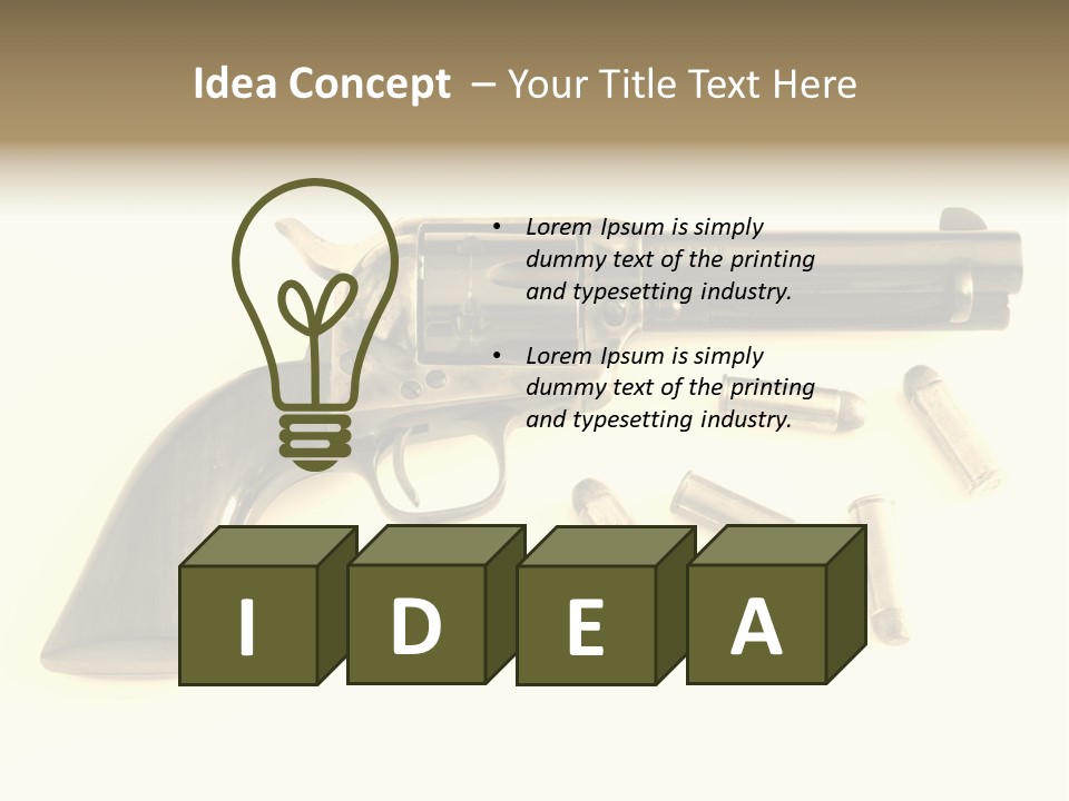 A Gun With Bullet Shells On A White Background PowerPoint Template