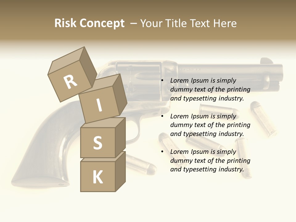 A Gun With Bullet Shells On A White Background PowerPoint Template