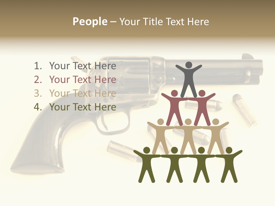 A Gun With Bullet Shells On A White Background PowerPoint Template