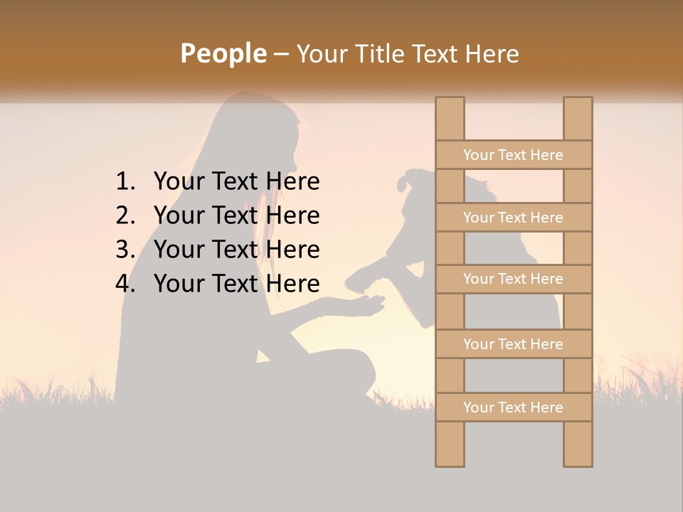 A Woman Sitting Next To A Dog On Top Of A Field PowerPoint Template