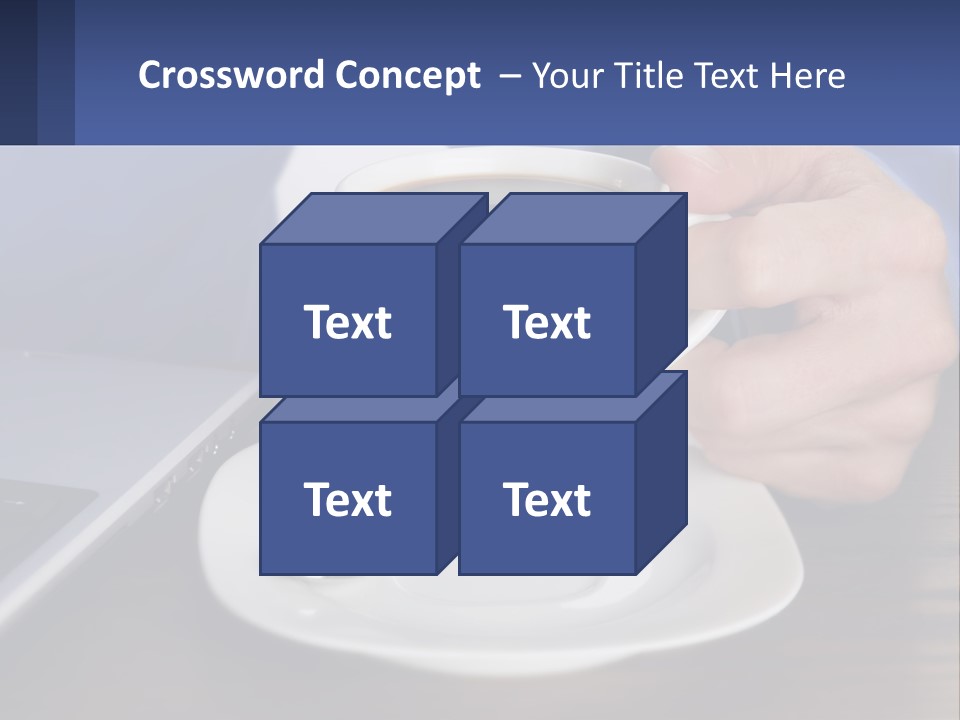 A Person Holding A Cup Of Coffee In Front Of A Laptop PowerPoint Template