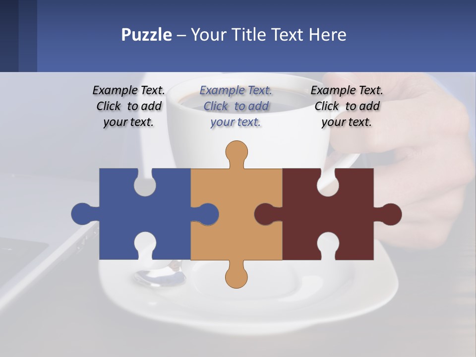 A Person Holding A Cup Of Coffee In Front Of A Laptop PowerPoint Template