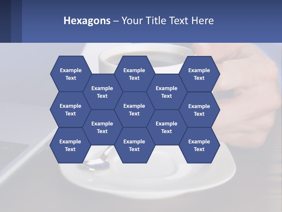 A Person Holding A Cup Of Coffee In Front Of A Laptop PowerPoint Template