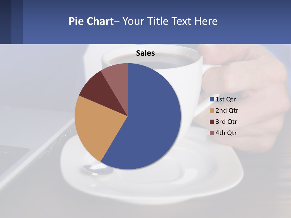 A Person Holding A Cup Of Coffee In Front Of A Laptop PowerPoint Template