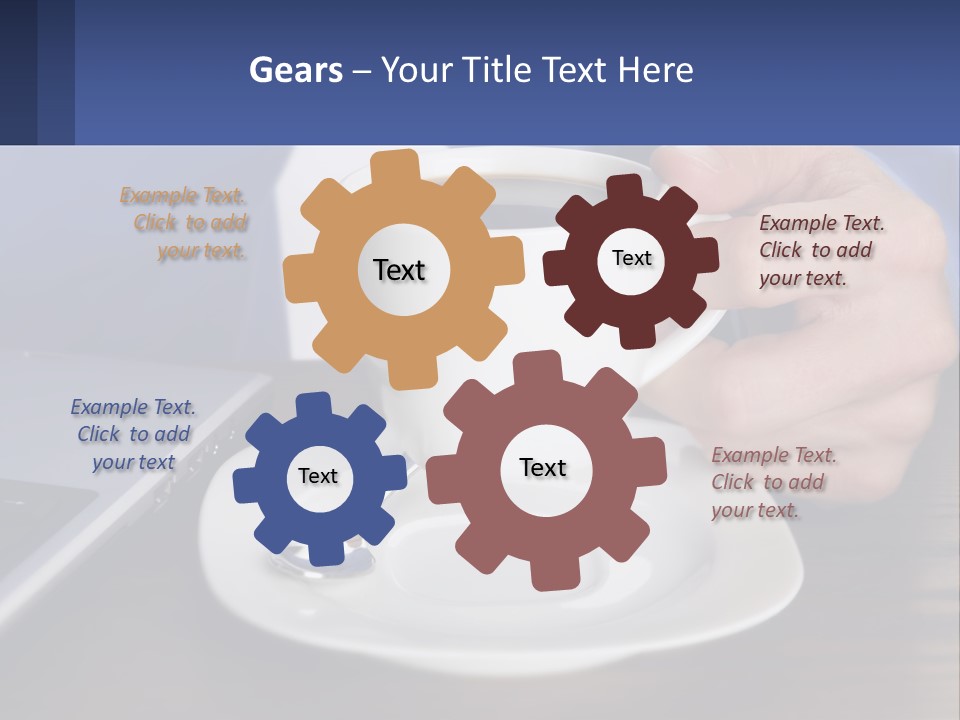 A Person Holding A Cup Of Coffee In Front Of A Laptop PowerPoint Template