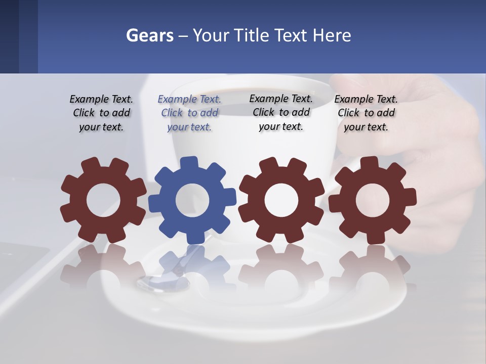 A Person Holding A Cup Of Coffee In Front Of A Laptop PowerPoint Template