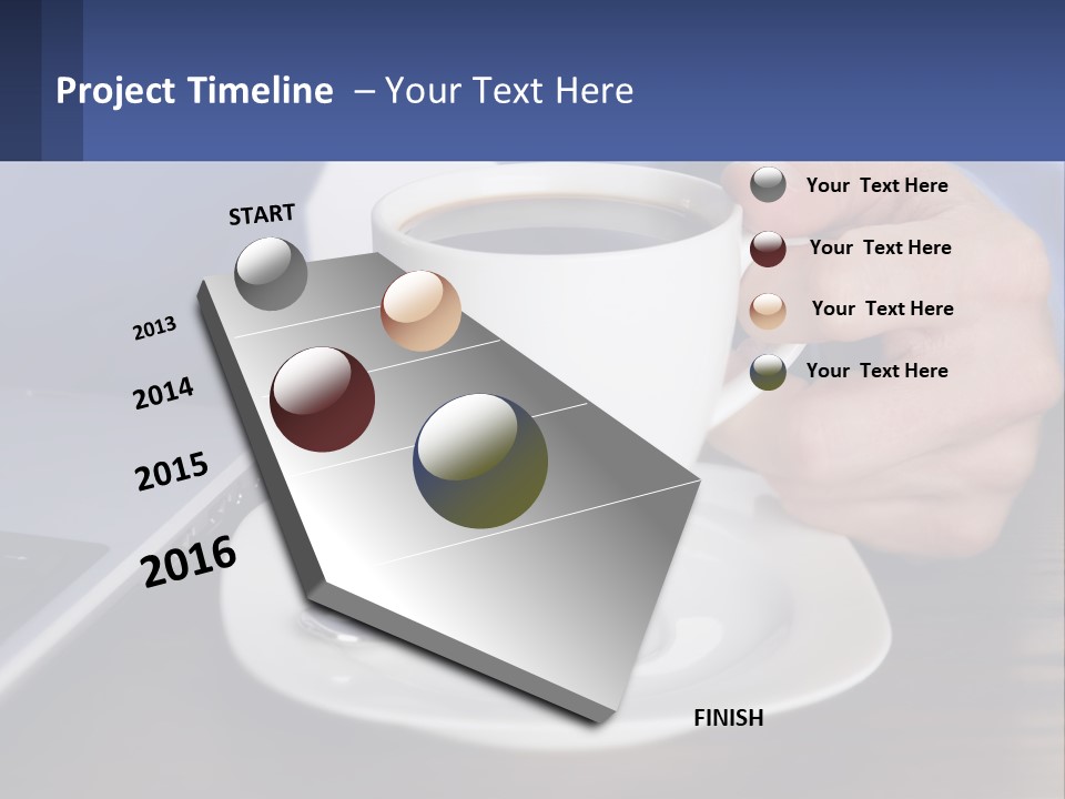 A Person Holding A Cup Of Coffee In Front Of A Laptop PowerPoint Template