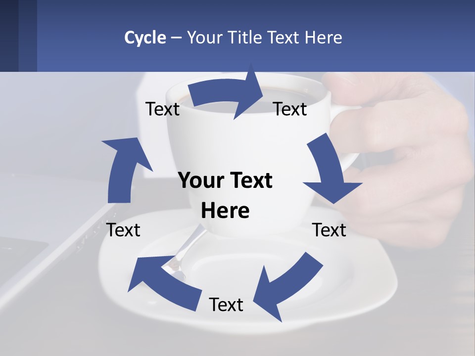 A Person Holding A Cup Of Coffee In Front Of A Laptop PowerPoint Template