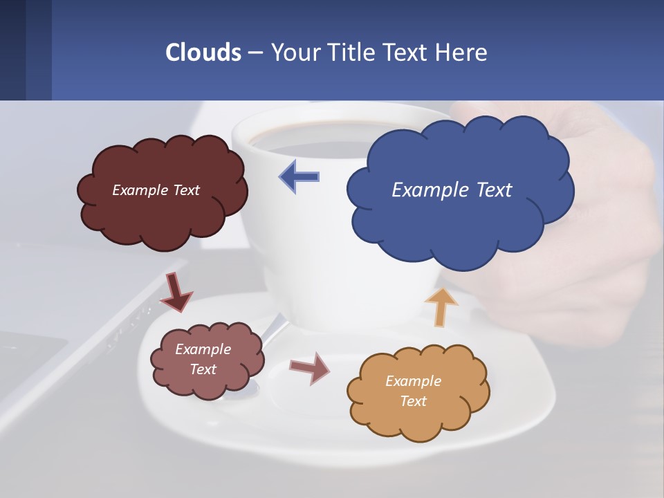 A Person Holding A Cup Of Coffee In Front Of A Laptop PowerPoint Template