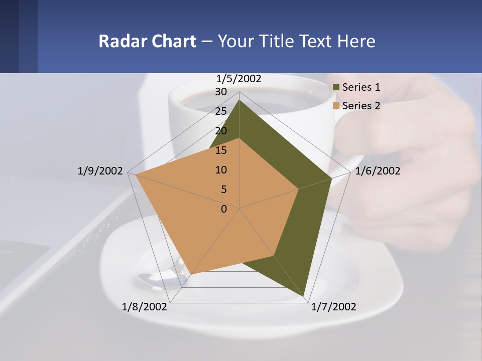 A Person Holding A Cup Of Coffee In Front Of A Laptop PowerPoint Template