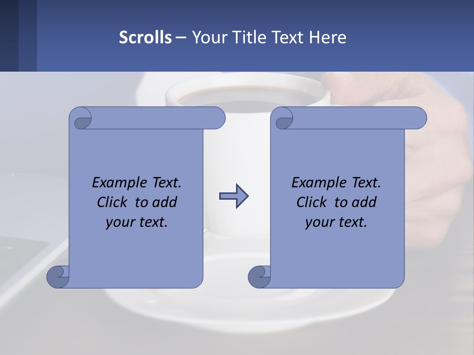 A Person Holding A Cup Of Coffee In Front Of A Laptop PowerPoint Template