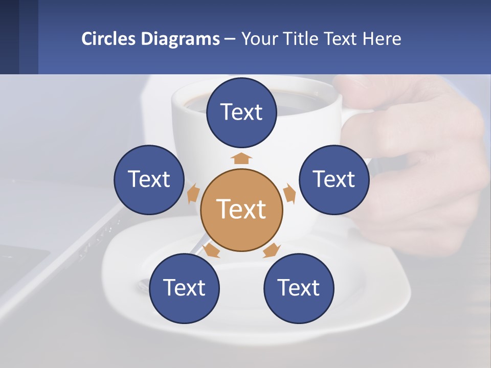 A Person Holding A Cup Of Coffee In Front Of A Laptop PowerPoint Template