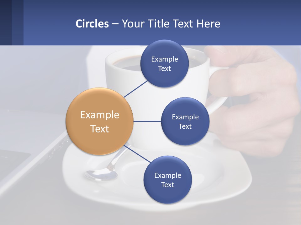 A Person Holding A Cup Of Coffee In Front Of A Laptop PowerPoint Template