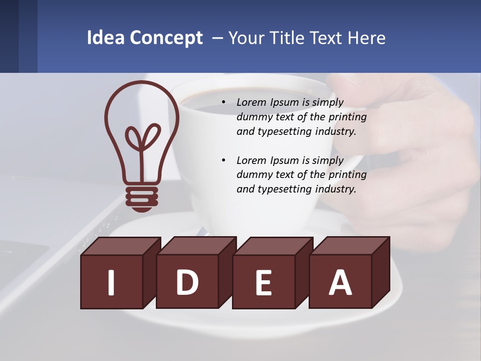 A Person Holding A Cup Of Coffee In Front Of A Laptop PowerPoint Template