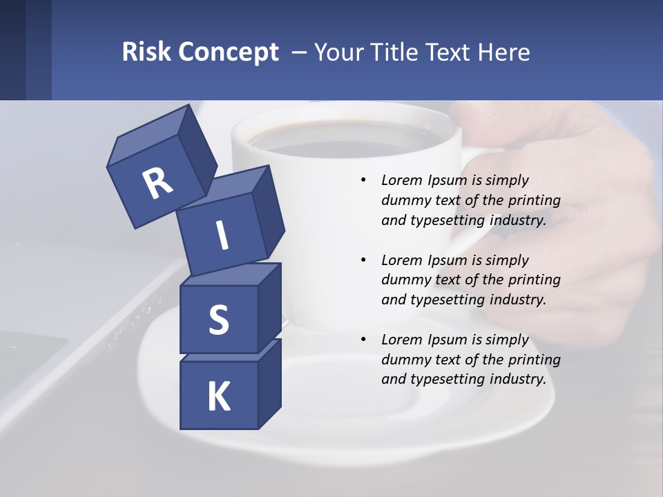 A Person Holding A Cup Of Coffee In Front Of A Laptop PowerPoint Template