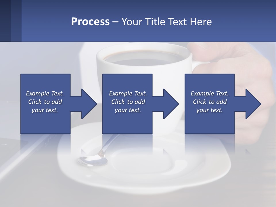 A Person Holding A Cup Of Coffee In Front Of A Laptop PowerPoint Template