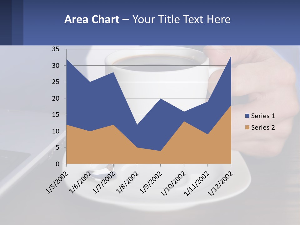 A Person Holding A Cup Of Coffee In Front Of A Laptop PowerPoint Template