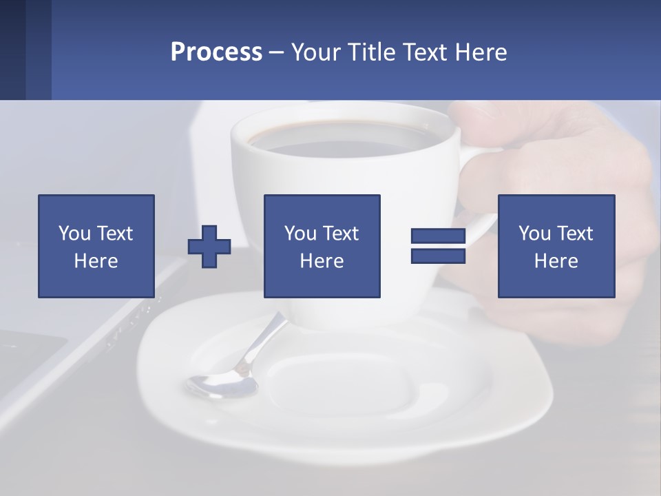 A Person Holding A Cup Of Coffee In Front Of A Laptop PowerPoint Template