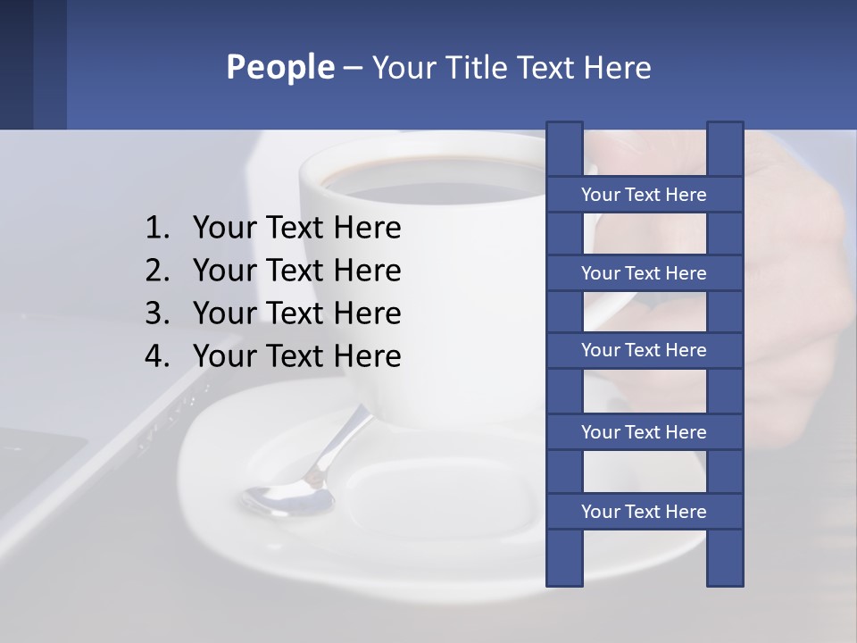 A Person Holding A Cup Of Coffee In Front Of A Laptop PowerPoint Template