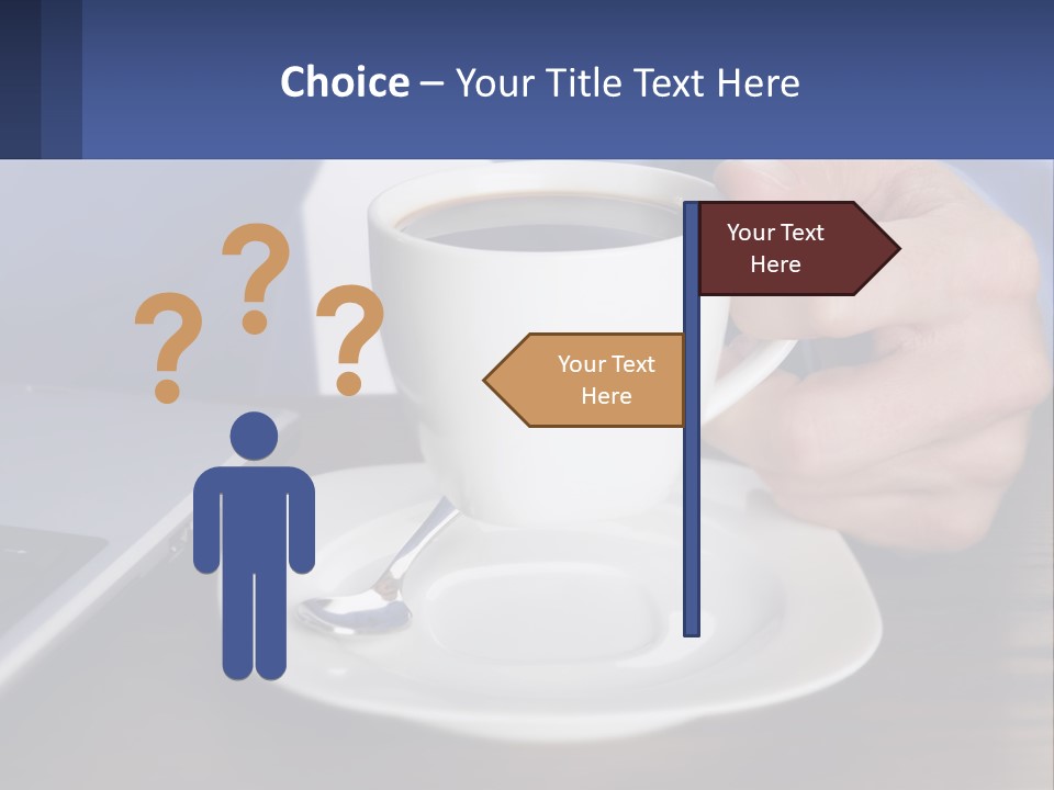 A Person Holding A Cup Of Coffee In Front Of A Laptop PowerPoint Template